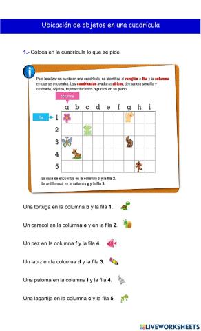 Ubicación de objetos en una cuadrícula