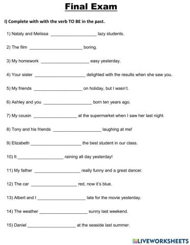 Verb to be in the past