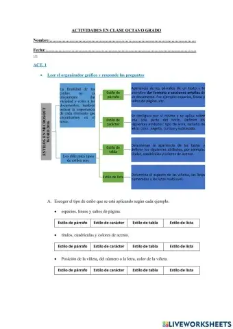 Actividad en clase octavo