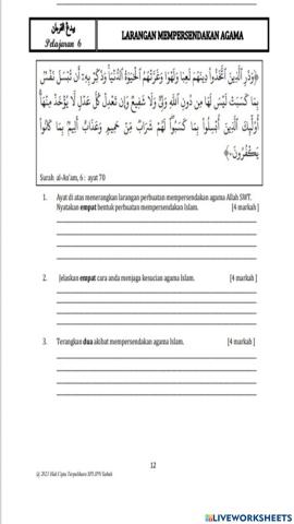 Pelajaran 6 larangan mempersendakan agama