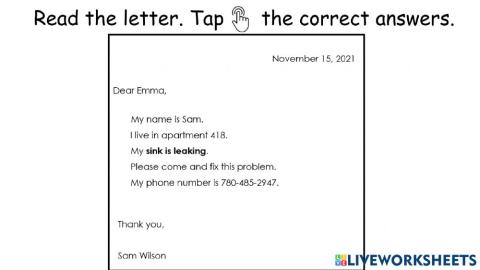 Reading a Letter to the Landlord