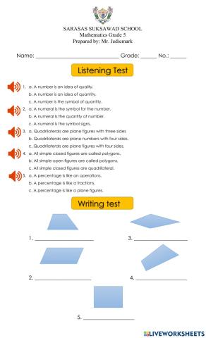 Listening and writing Test