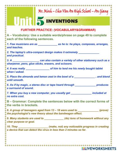 English 10-Unit 5- Language Practice