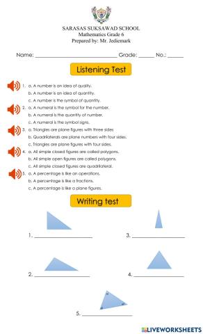 Listening and writing test