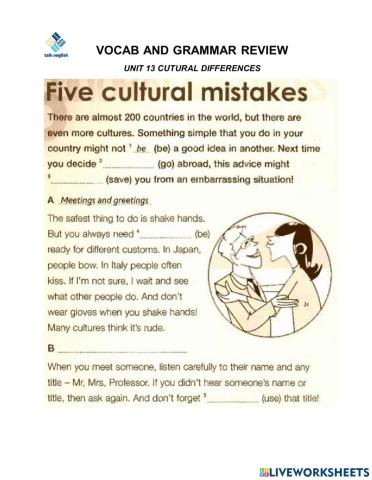 Vocab and Grammar Review-U13