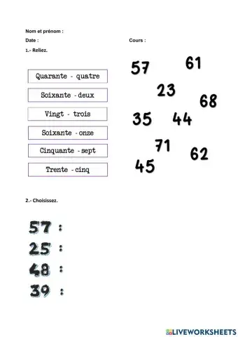 Les nombres cardinaux