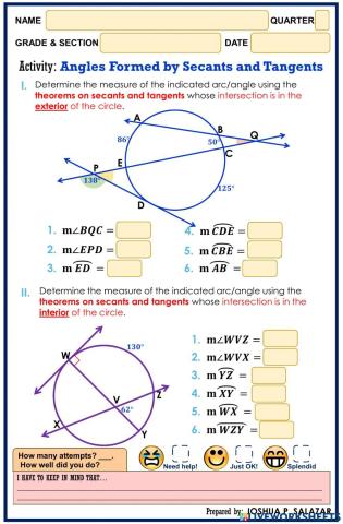 Angles formed by Secants and Tangents
