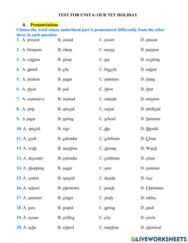 English 6 - unit 6 - pronunciation