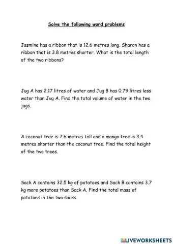 Decimal Word Problem