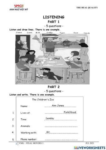Final Test - Peafowl M3 - Listening