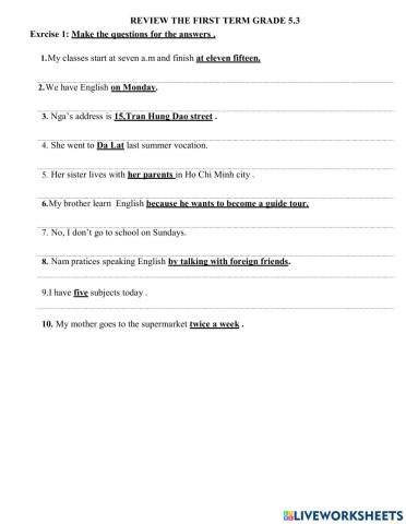 Review the first term 5.3