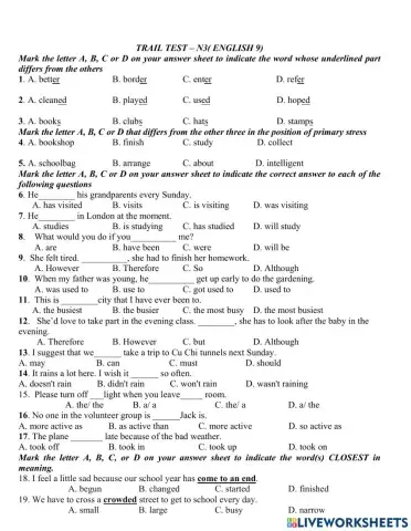 Trail the 1st term test -e9