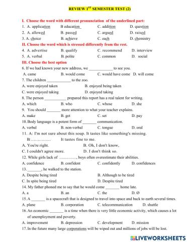 Review 1st Term Test 2