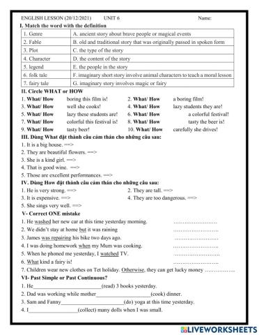 Grade 8- Unit 6 (Pre-Inter)