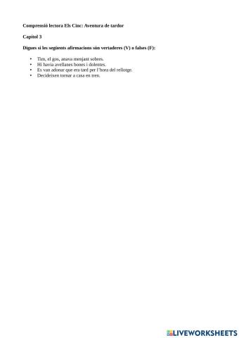 Compresió lectora Els 5 Aventura total Capítol 3