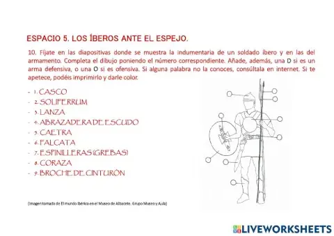 INDUMENTARIA DE UN SOLDADO ÍBERO
