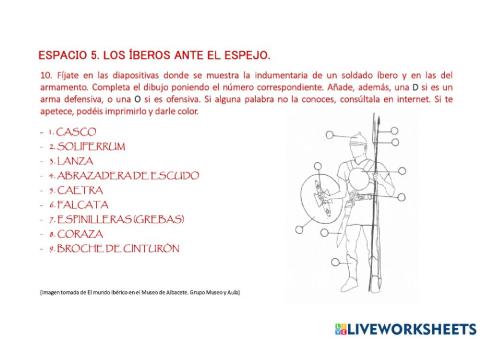 INDUMENTARIA DE UN SOLDADO ÍBERO