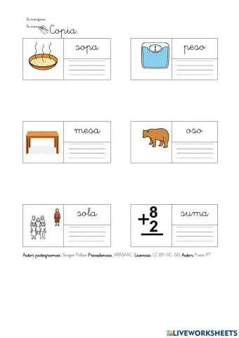 Escribir palabras con s.