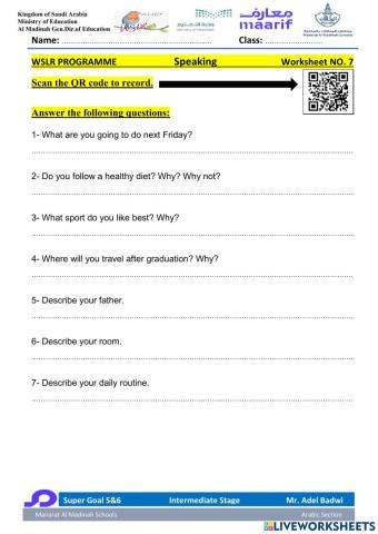 Super Goal 5&6 Speaking 3