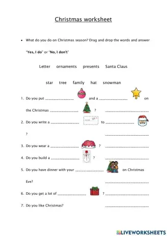 Christmas worksheet