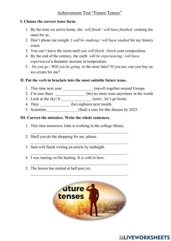 Achievement test on -Future Tenses-
