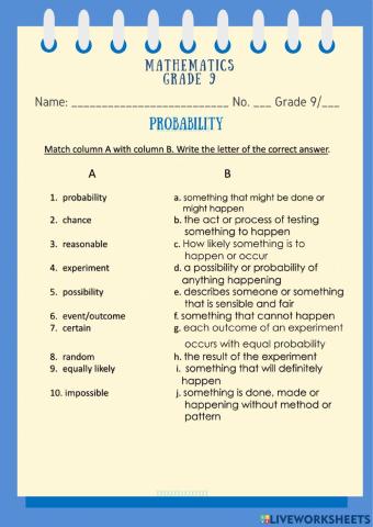 Probability:Vocabulary Words