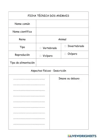 Ficha tecnica animales