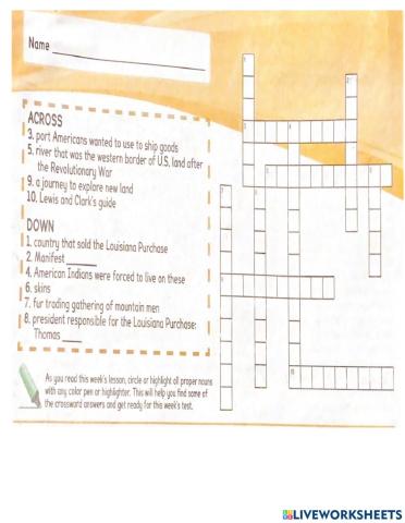 Studies Weekly Week 10 Looking to the West