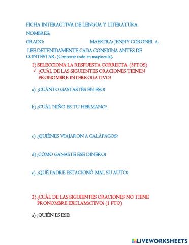 Pronombres y adjetivos interrogativos, exclamativos