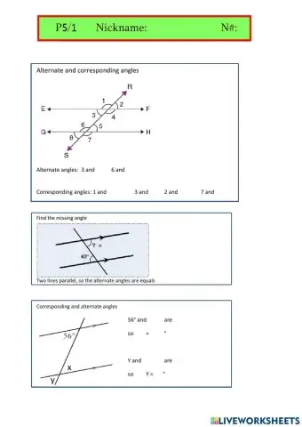 Alternate and corresponding angles