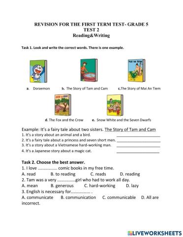 Reading-Grade 5-Revision for the First term test