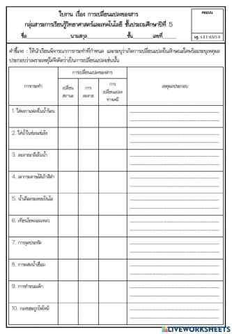 การเปลี่ยนแปลงของสาร