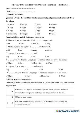 Practice test 2-grade 5