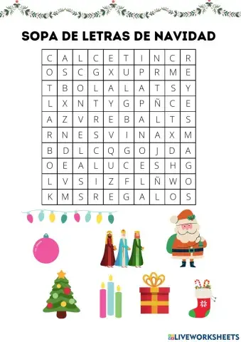 Sopa de letras Navidad