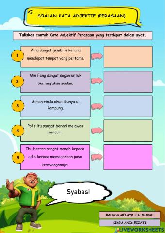 Kata Adjektif Perasaan