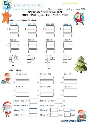 Ôn tập nghỉ đông tính