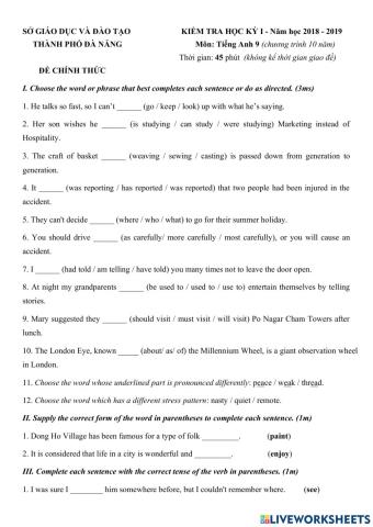 E9 - de thi hoc ki 1 18-19