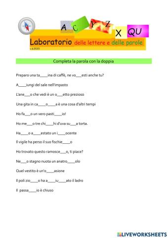 Completa la parola con la doppia
