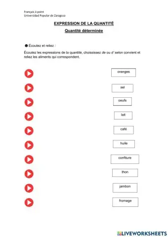Exprimer la quantité