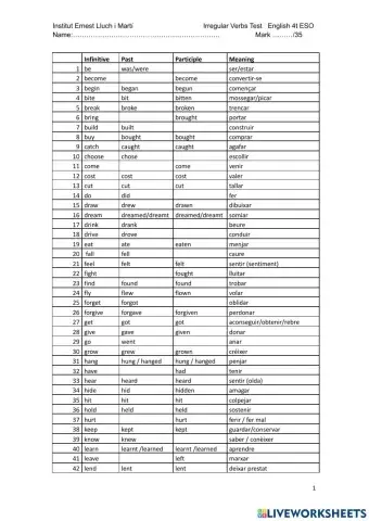 Test Irregular Verbs (Catalan)