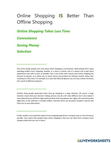 Online Shopping Is Better Than Offline Shopping