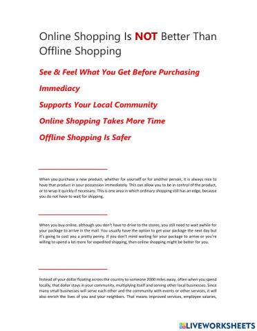 Online Shopping Is NOT Better Than Offline Shopping