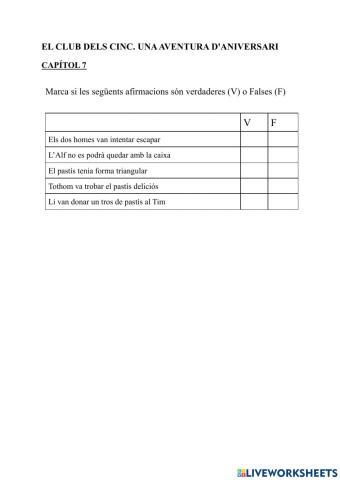 El Club dels cinc. Una aventura d'aniversari cap 7