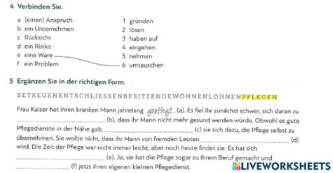 B1 Test zu Lektion 6 - 5