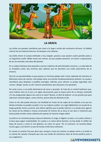 Lectura: La jirafa