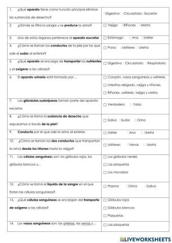 Test ap. excretor y circulatorio