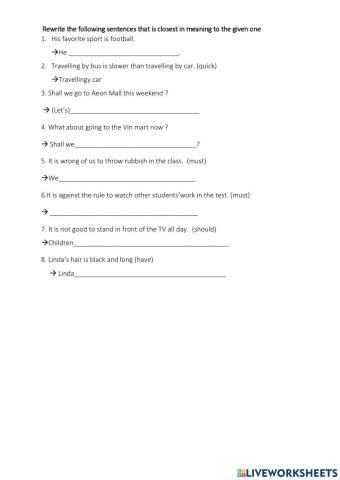 Rewrite the sentences.