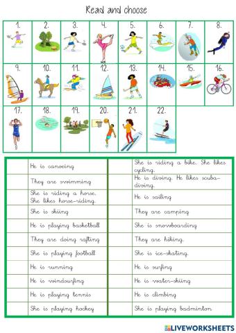 Unit 3 adventure and free time read and number