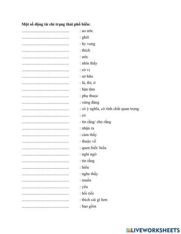 Động từ chỉ trạng thái