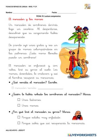 Ficha Lengua 19-1EP-Lectura comprensiva